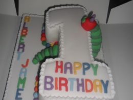 Very Hungry Caterpillar first birthday number one cake